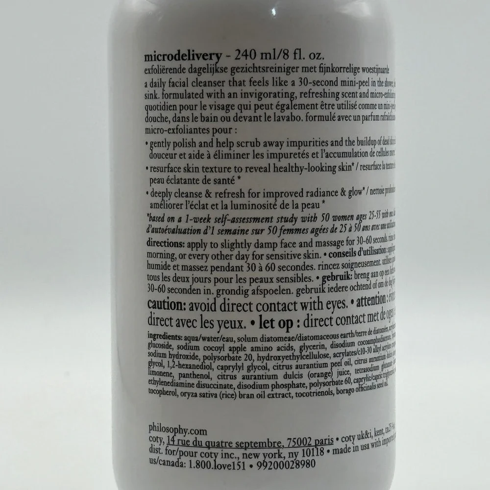 Philosophy Microdelivery Exfoliating Daily Facial Wash 8oz 240ml Cleanser Peel